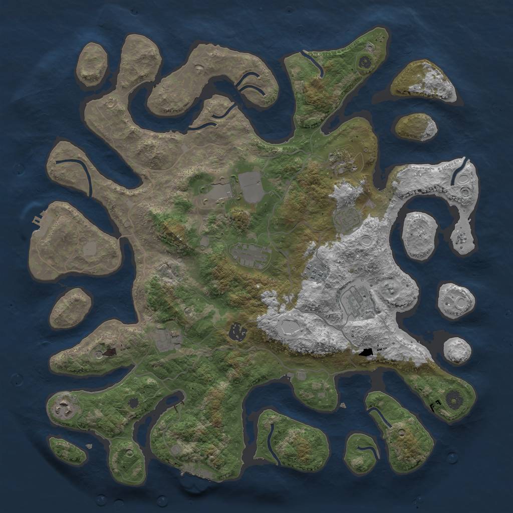 Rust Map: Procedural Map, Size: 4250, Seed: 416181040, 17 Monuments