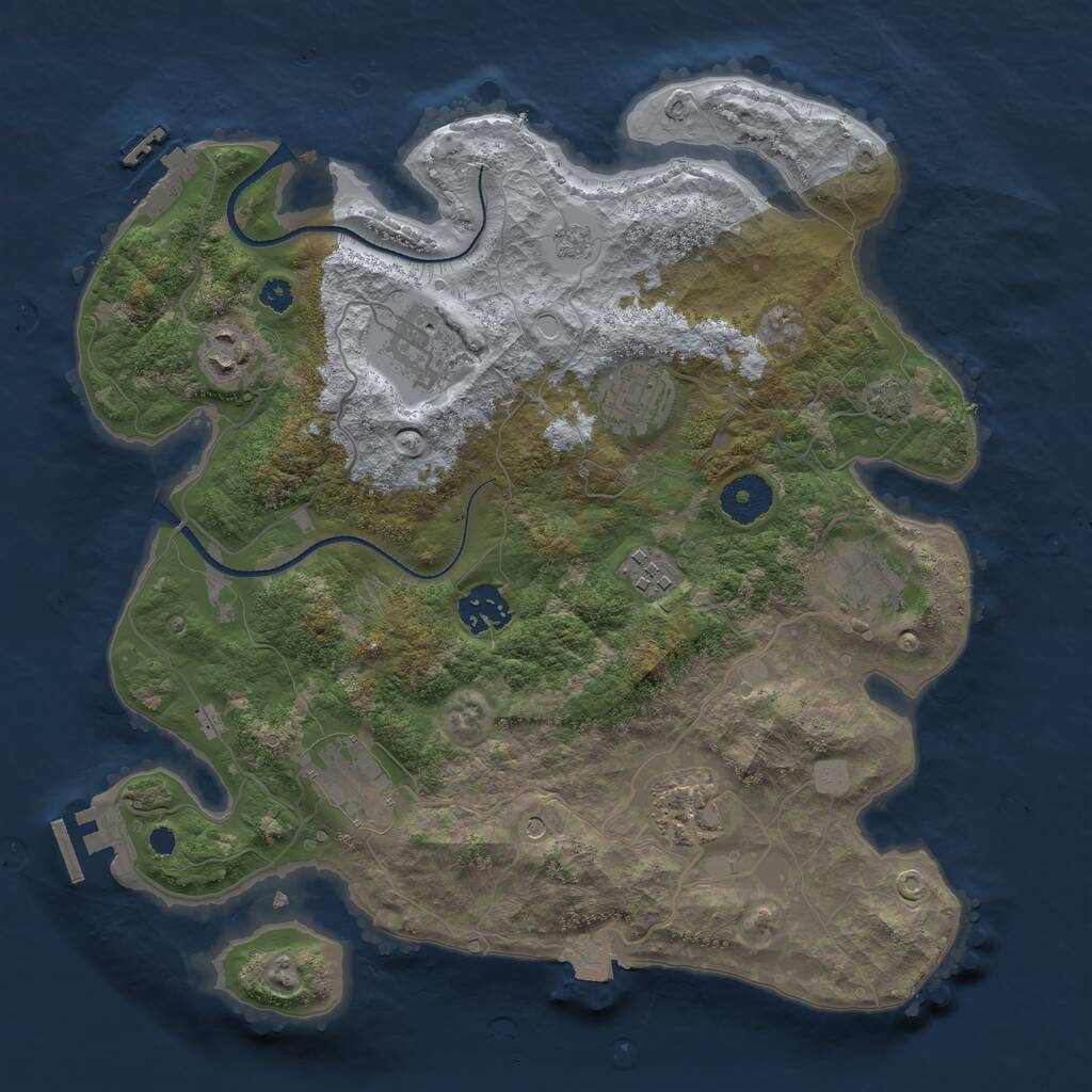 Rust Map: Procedural Map, Size: 3350, Seed: 2067724644, 14 Monuments