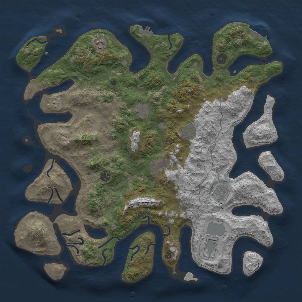 Rust Map: Procedural Map, Size: 4500, Seed: 5546786, 16 Monuments
