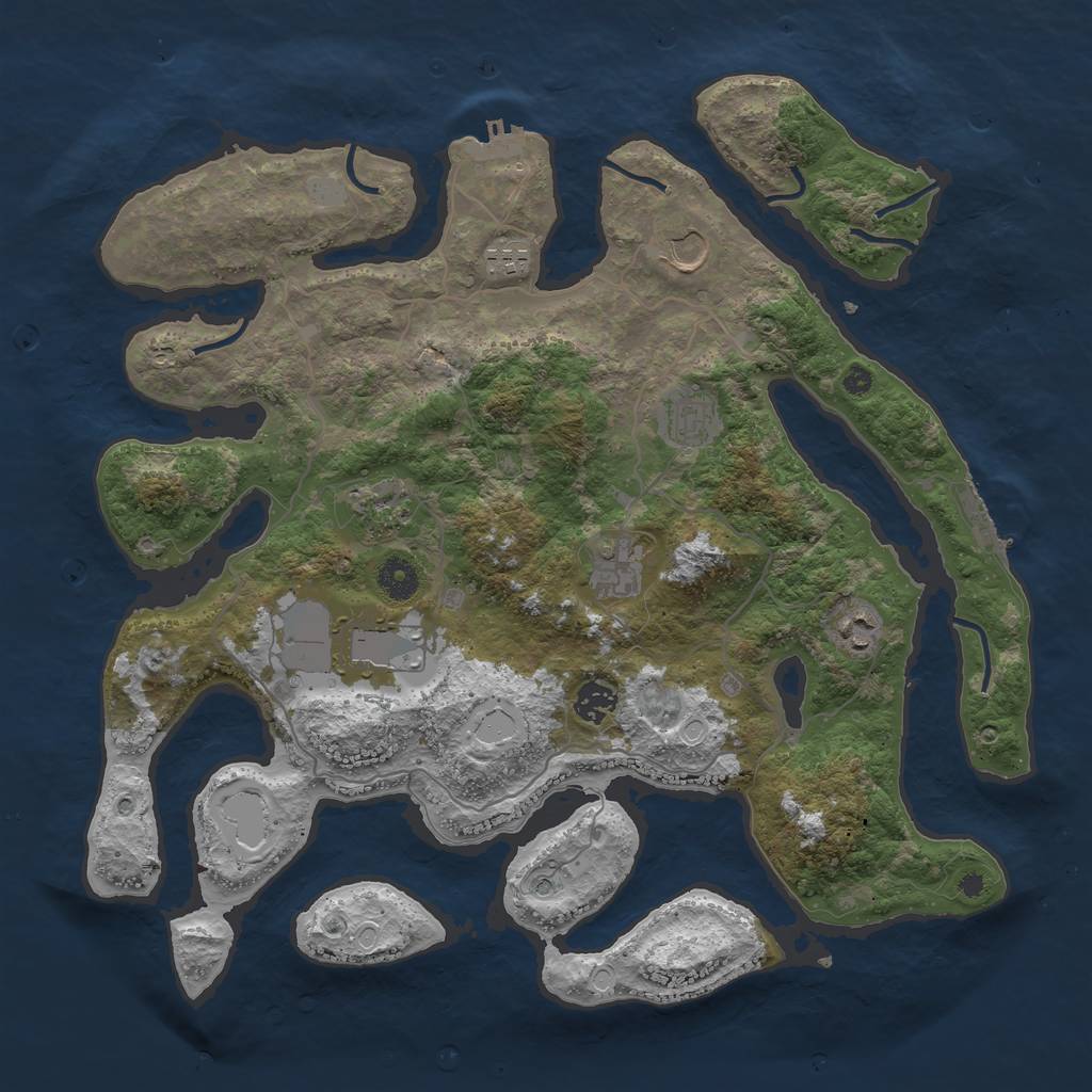 Rust Map: Procedural Map, Size: 4000, Seed: 775538413, 16 Monuments