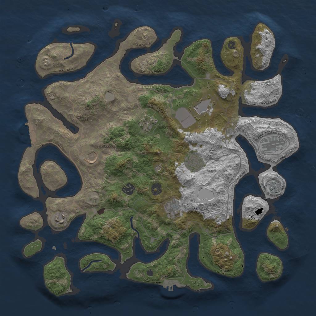 Rust Map: Procedural Map, Size: 4000, Seed: 51366, 17 Monuments
