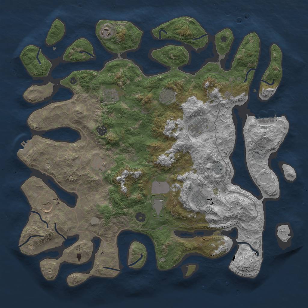 Rust Map: Procedural Map, Size: 4500, Seed: 4177635, 18 Monuments
