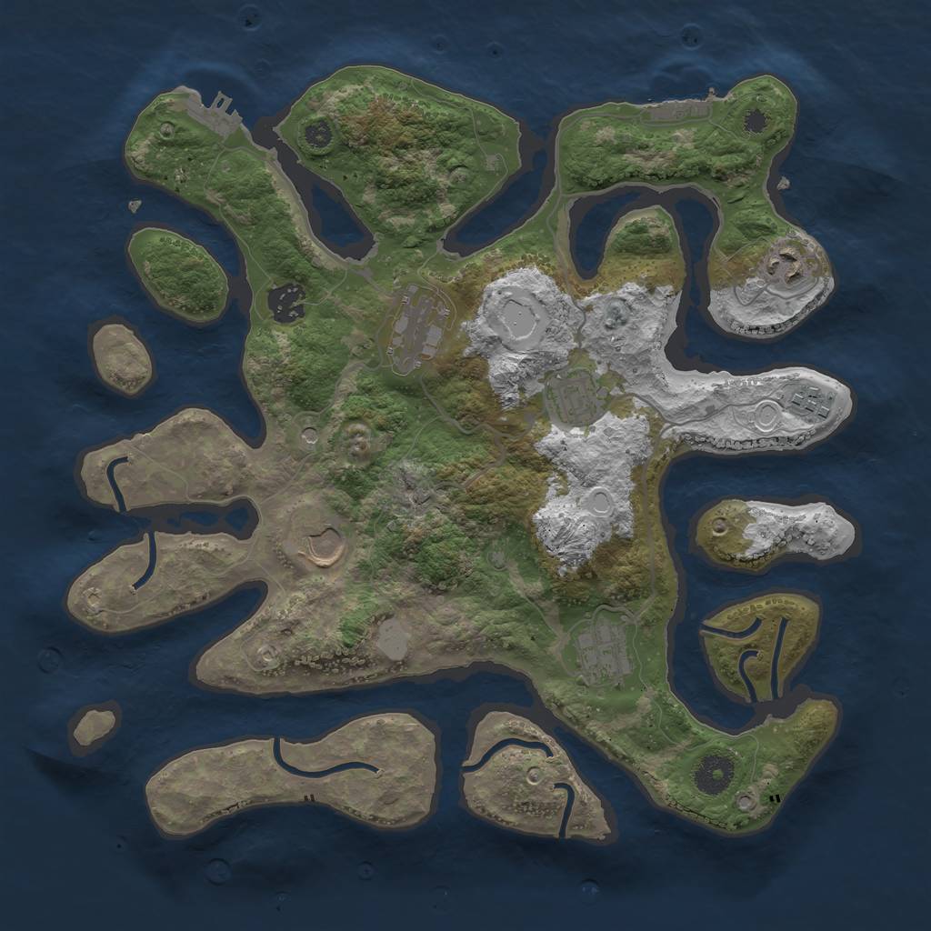 Rust Map: Procedural Map, Size: 3550, Seed: 702904, 15 Monuments