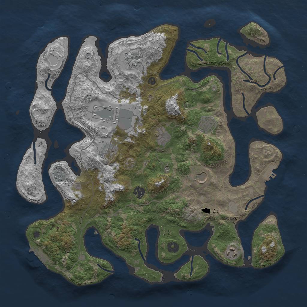 Rust Map: Procedural Map, Size: 4000, Seed: 23991, 17 Monuments