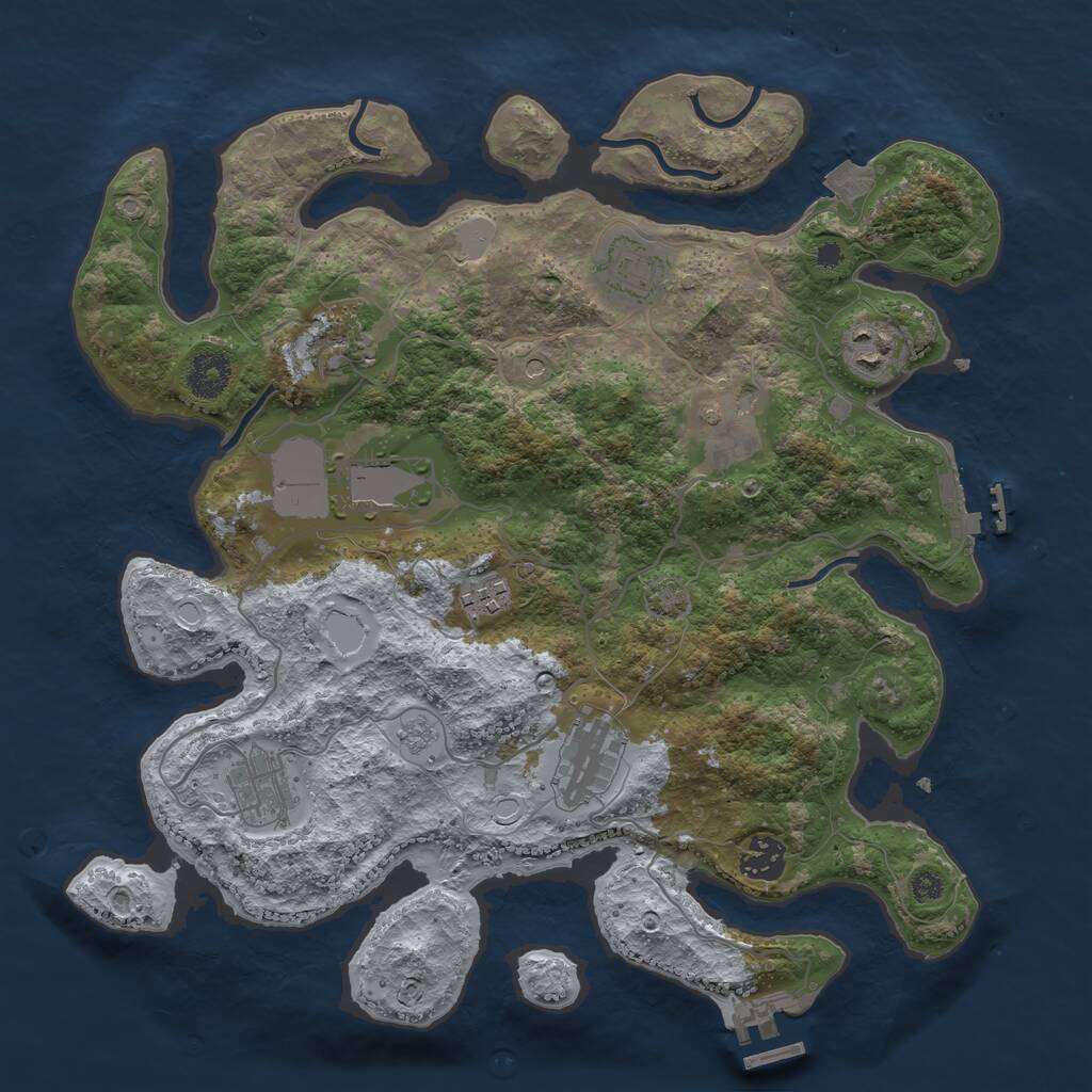 Rust Map: Procedural Map, Size: 3550, Seed: 283687, 15 Monuments