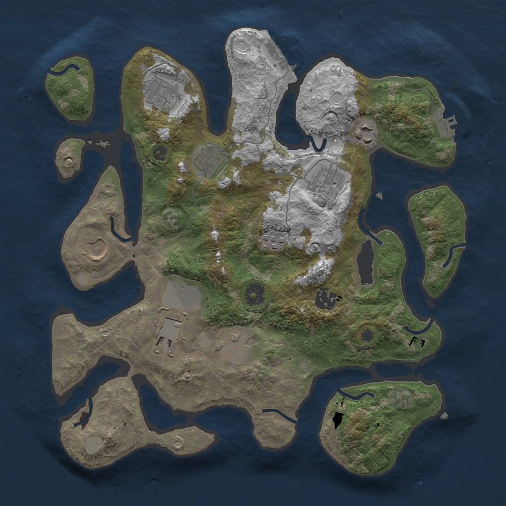 Rust Map: Procedural Map, Size: 3500, Seed: 625743, 16 Monuments