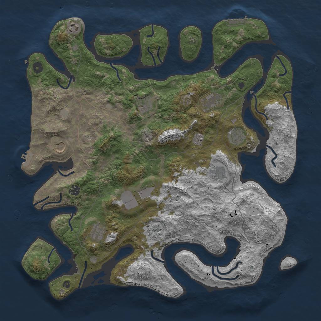 Rust Map: Procedural Map, Size: 4500, Seed: 300694916, 19 Monuments