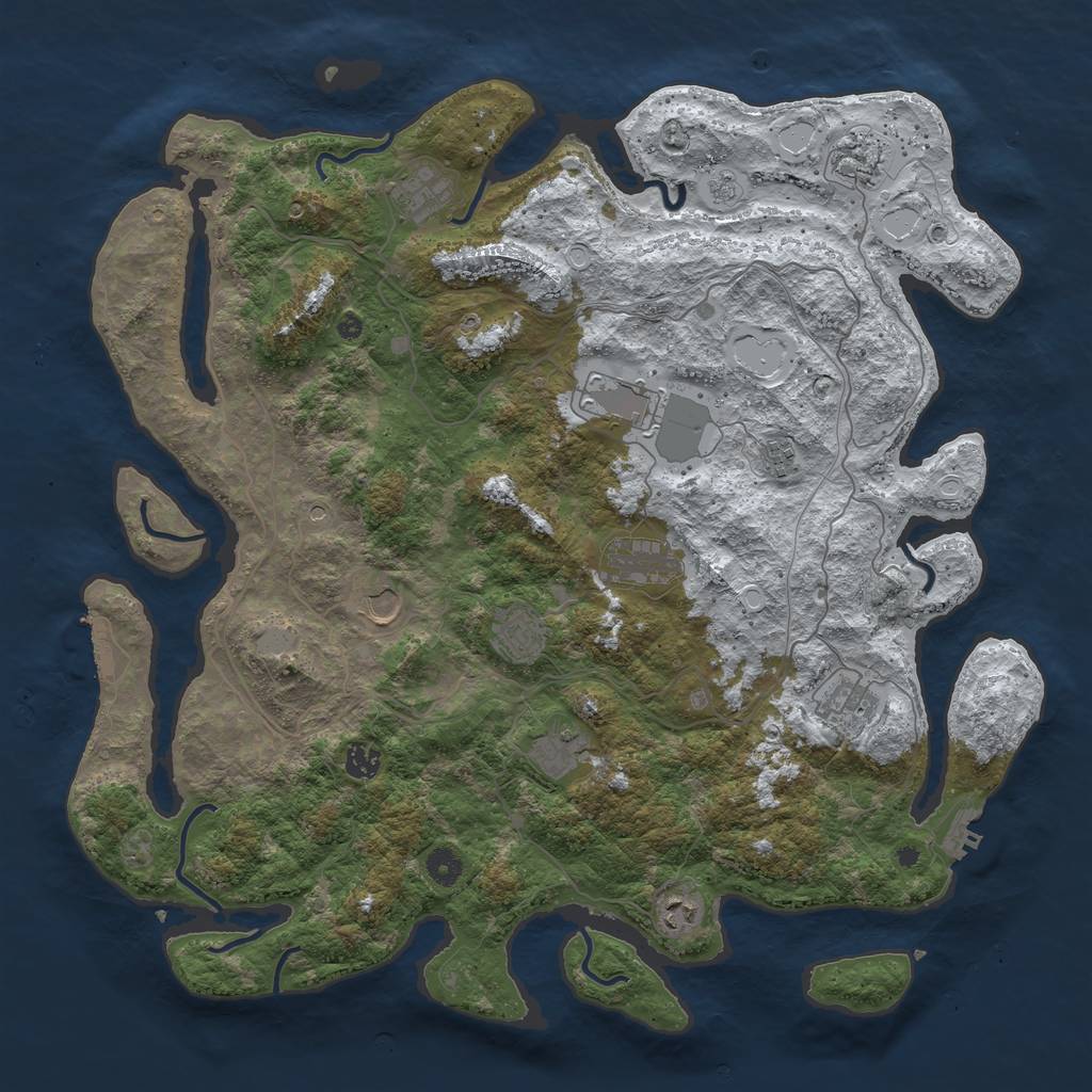 Rust Map: Procedural Map, Size: 4500, Seed: 5105508, 20 Monuments