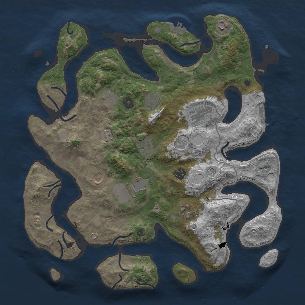 Rust Map: Procedural Map, Size: 4000, Seed: 431768, 18 Monuments