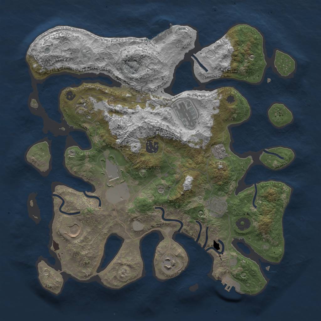 Rust Map: Procedural Map, Size: 3550, Seed: 789720, 16 Monuments