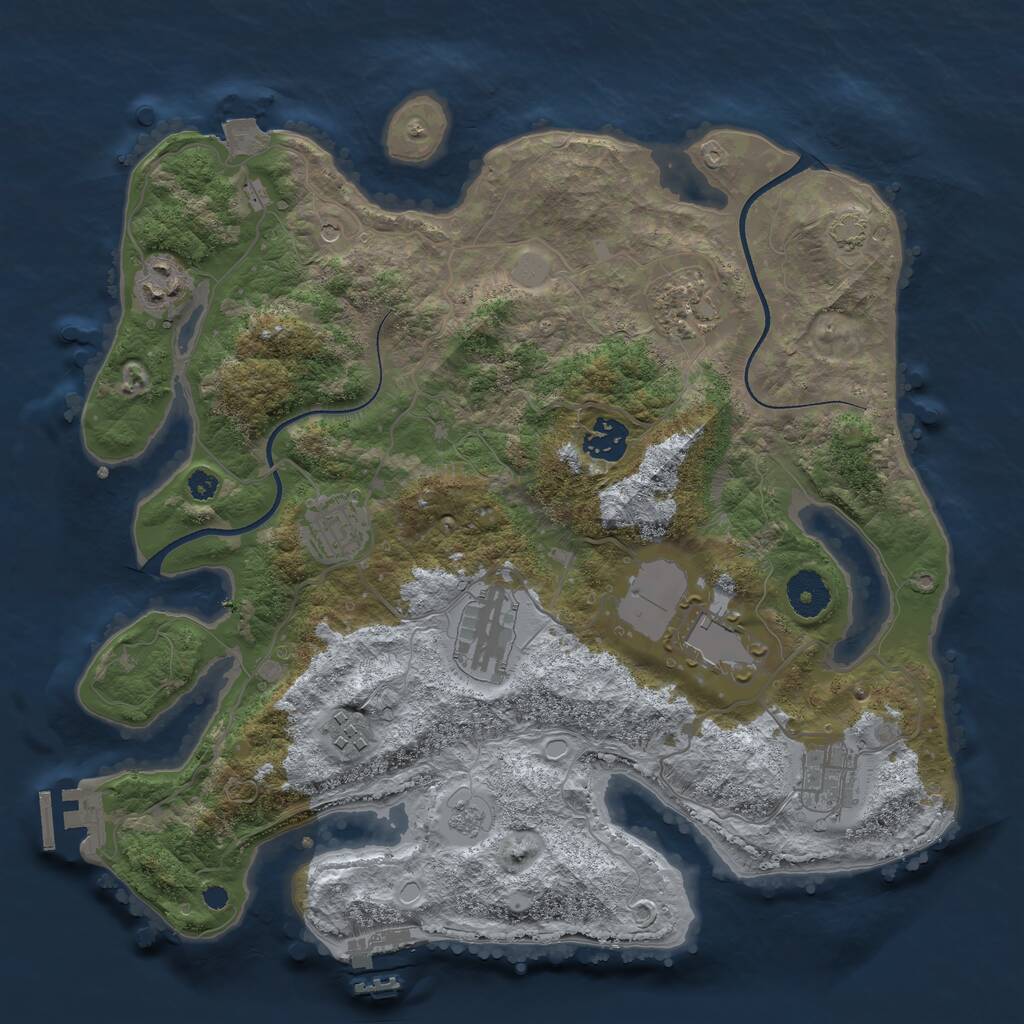 Rust Map: Procedural Map, Size: 3500, Seed: 7561954, 14 Monuments