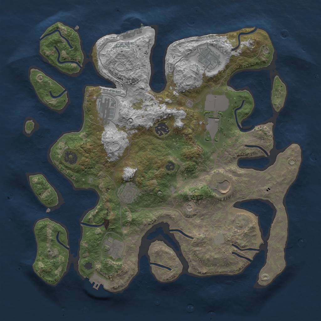 Rust Map: Procedural Map, Size: 3550, Seed: 808673, 15 Monuments