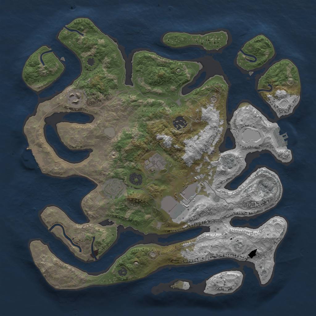 Rust Map: Procedural Map, Size: 3550, Seed: 75615, 14 Monuments