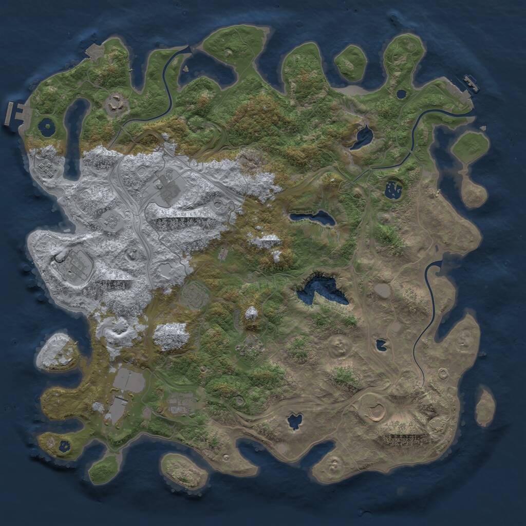 Rust Map: Procedural Map, Size: 4500, Seed: 3642230, 16 Monuments