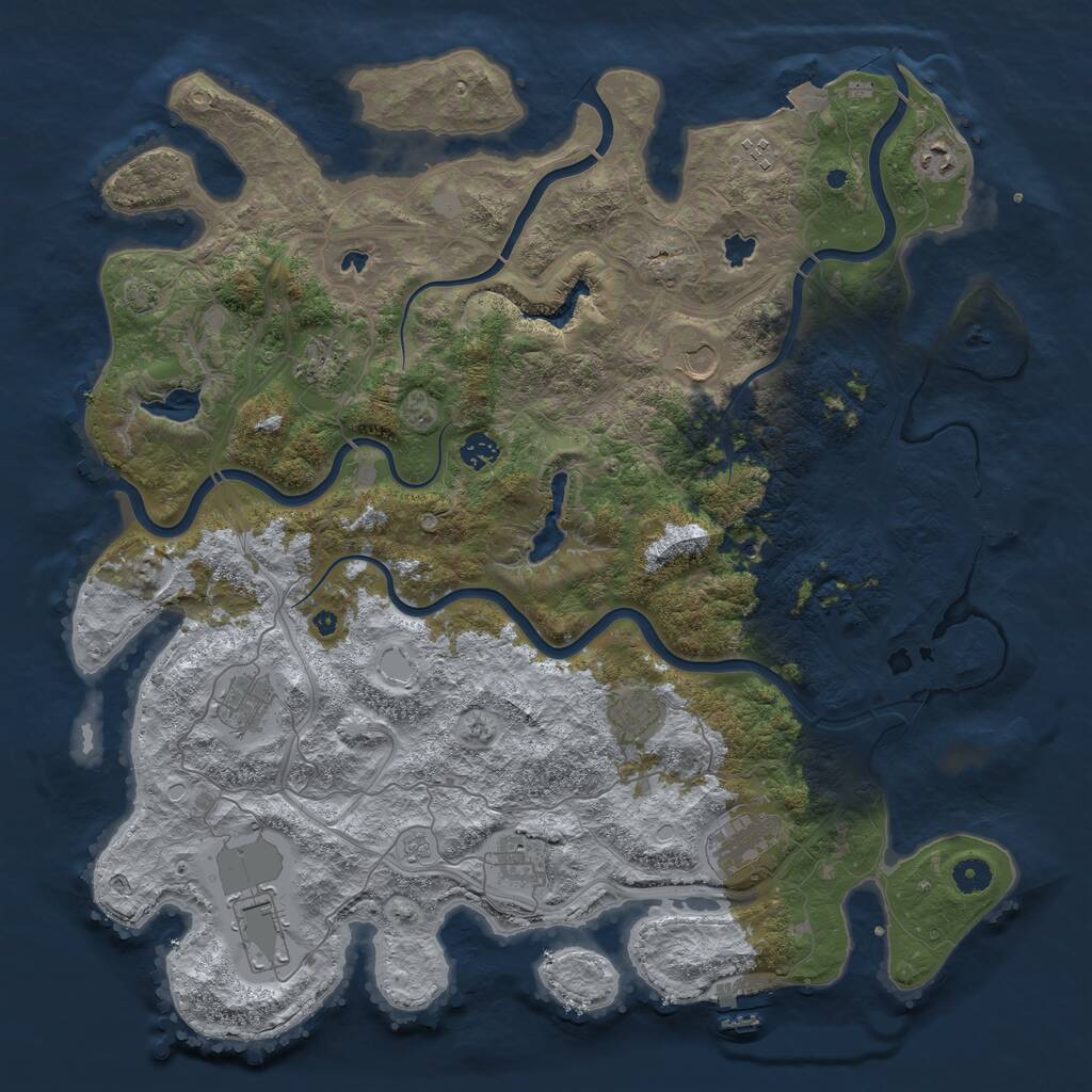 Rust Map: Procedural Map, Size: 4500, Seed: 2863857, 16 Monuments