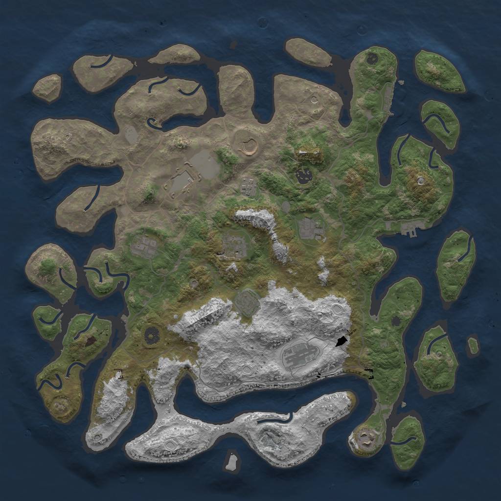 Rust Map: Procedural Map, Size: 4500, Seed: 1156912, 18 Monuments