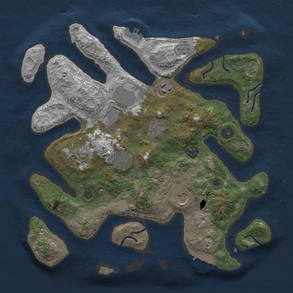 Rust Map: Procedural Map, Size: 3500, Seed: 1702430456, 16 Monuments