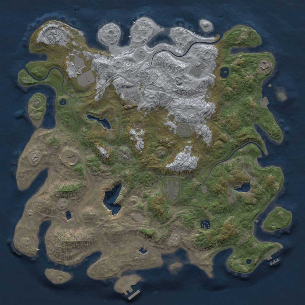 Rust Map: Procedural Map, Size: 4500, Seed: 4657365, 16 Monuments