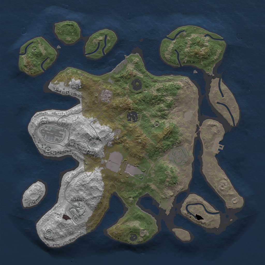 Rust Map: Procedural Map, Size: 3500, Seed: 48433, 14 Monuments