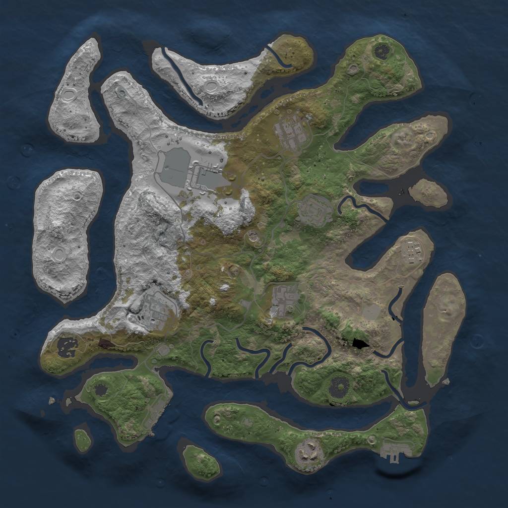 Rust Map: Procedural Map, Size: 3550, Seed: 495646, 16 Monuments