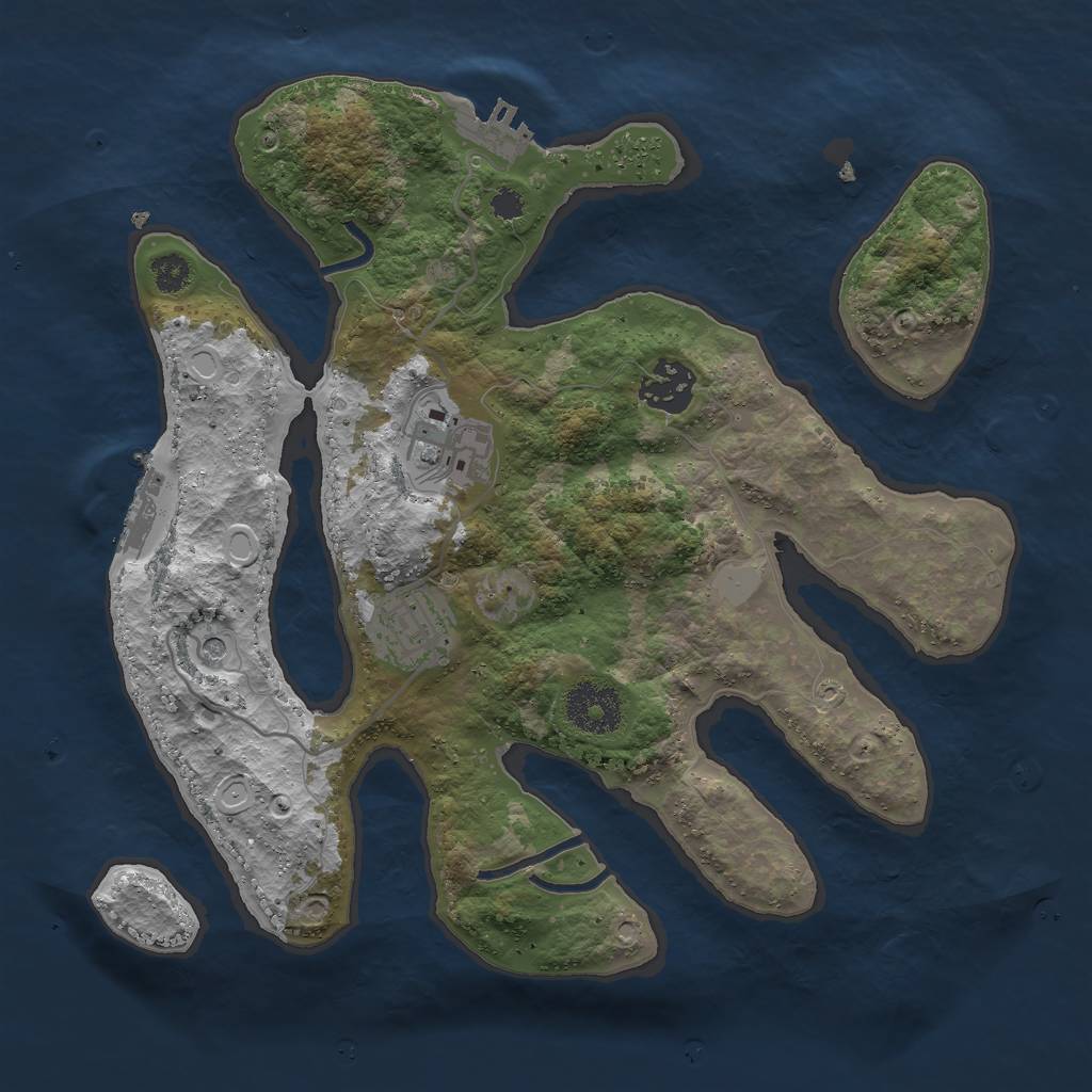 Rust Map: Procedural Map, Size: 3000, Seed: 461308225, 11 Monuments