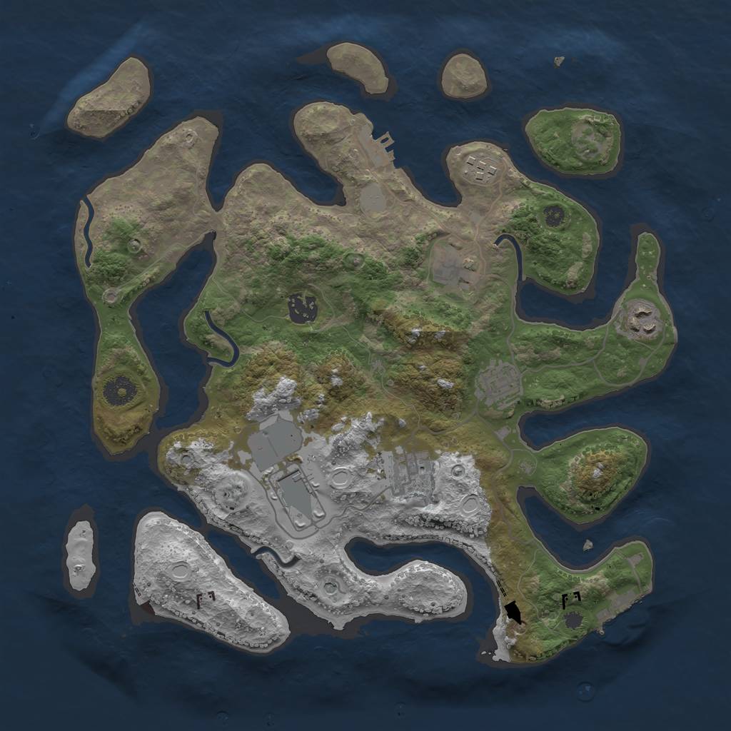 Rust Map: Procedural Map, Size: 3550, Seed: 964671, 15 Monuments