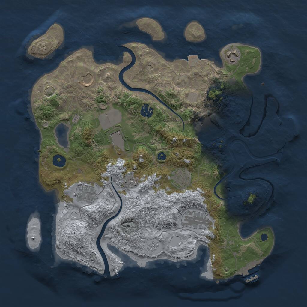 Rust Map: Procedural Map, Size: 3550, Seed: 964671, 15 Monuments