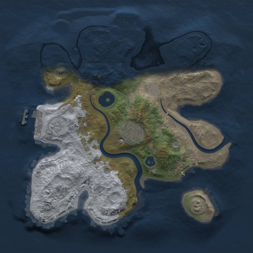 Rust Map: Procedural Map, Size: 2500, Seed: 33677954, 6 Monuments