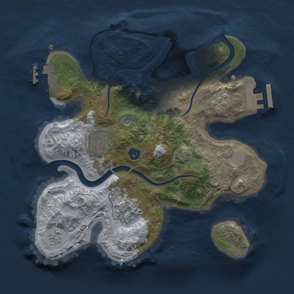 Rust Map: Procedural Map, Size: 2500, Seed: 33677954, 9 Monuments