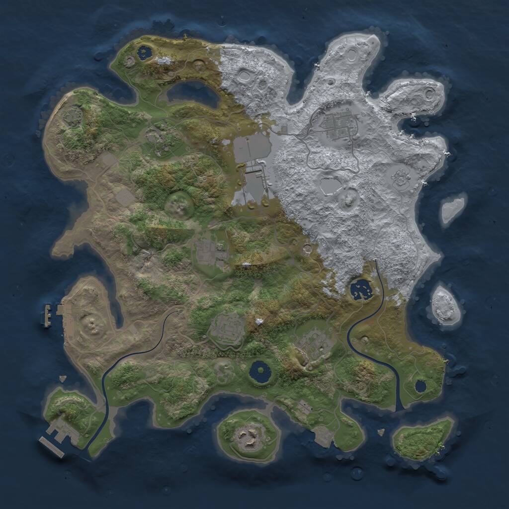 Rust Map: Procedural Map, Size: 3550, Seed: 790687, 14 Monuments