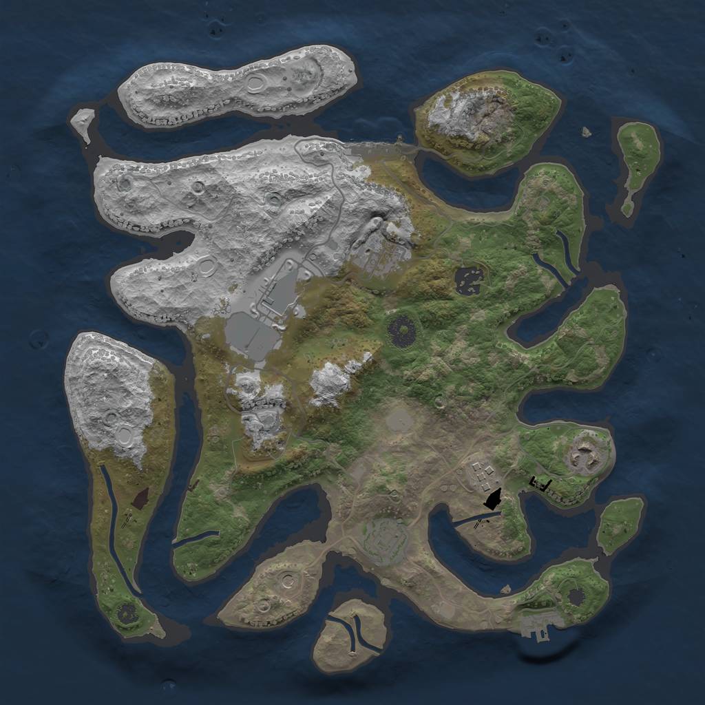 Rust Map: Procedural Map, Size: 3500, Seed: 473250, 15 Monuments