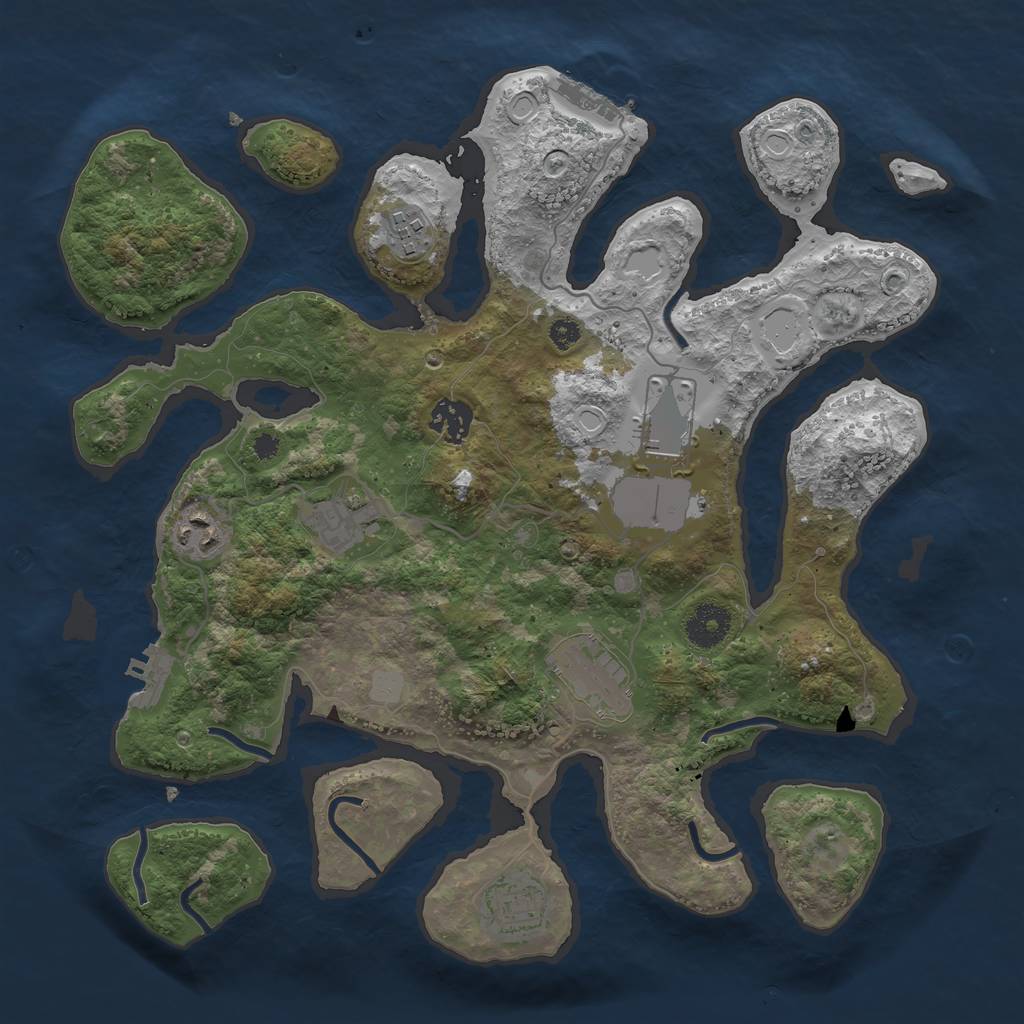 Rust Map: Procedural Map, Size: 3500, Seed: 178508, 14 Monuments