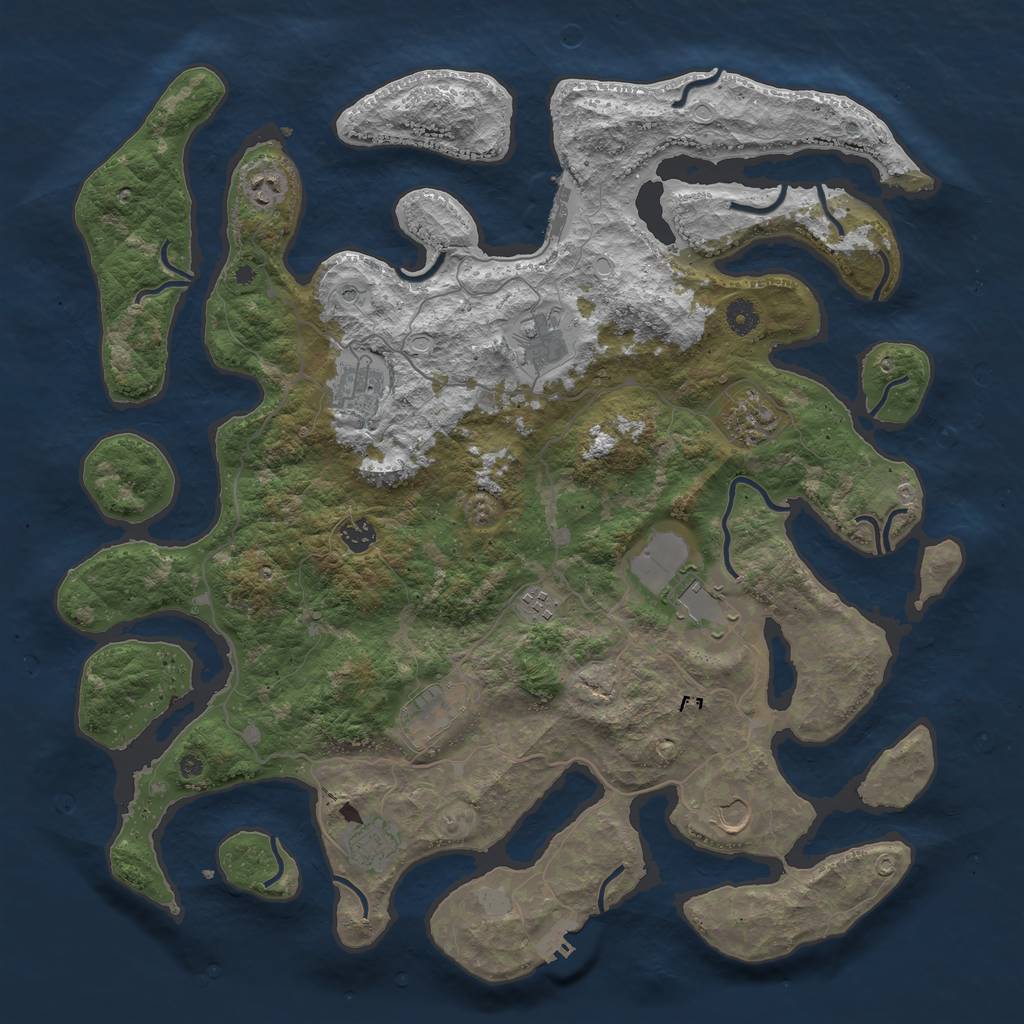 Rust Map: Procedural Map, Size: 4500, Seed: 481162, 18 Monuments