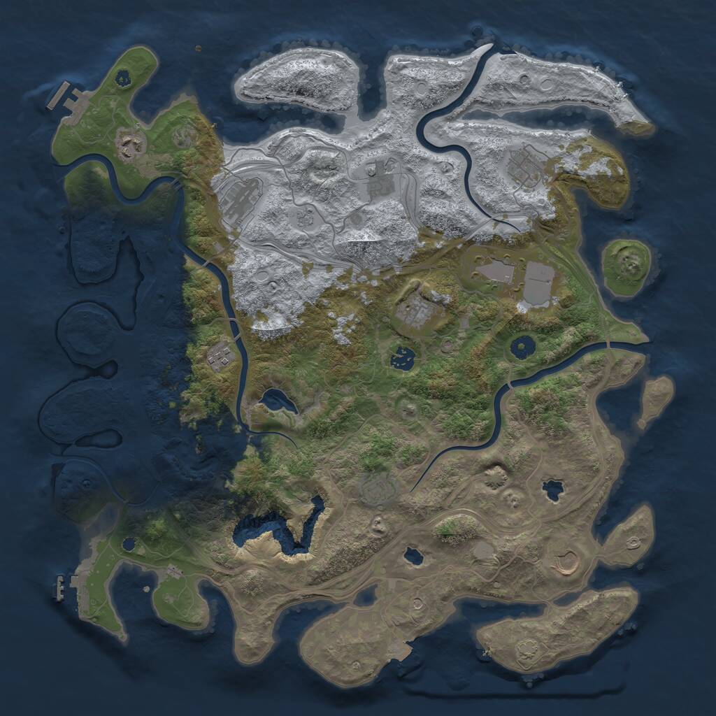 Rust Map: Procedural Map, Size: 4500, Seed: 481162, 16 Monuments
