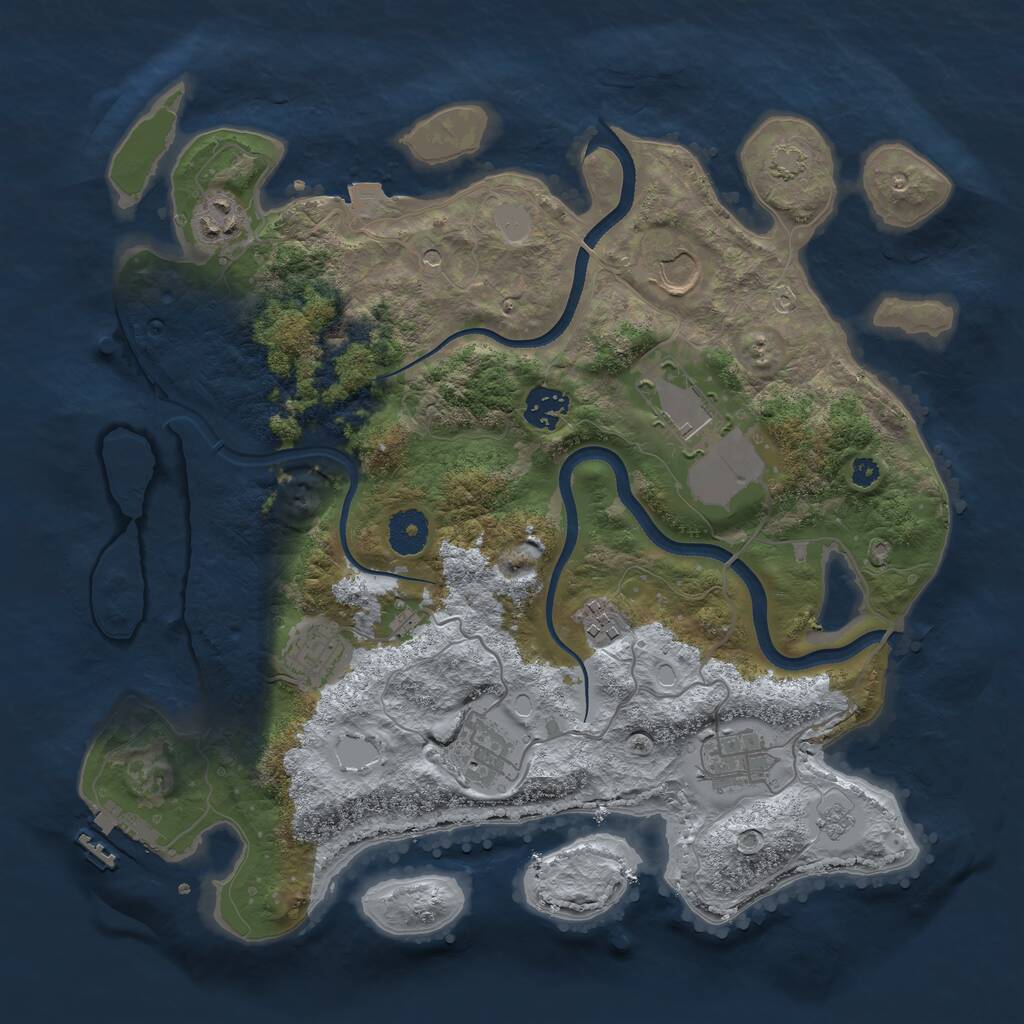 Rust Map: Procedural Map, Size: 3550, Seed: 594573, 13 Monuments