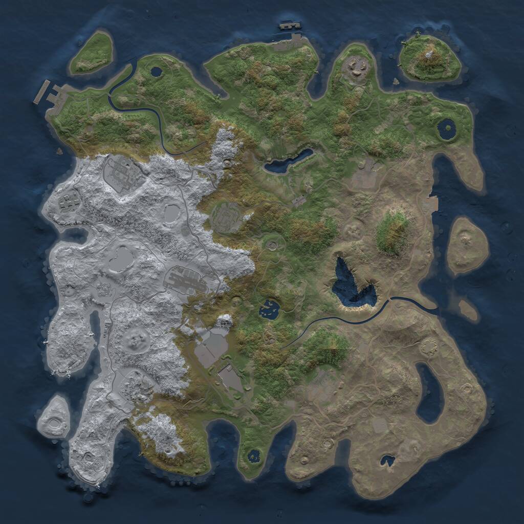 Rust Map: Procedural Map, Size: 4000, Seed: 100255, 16 Monuments