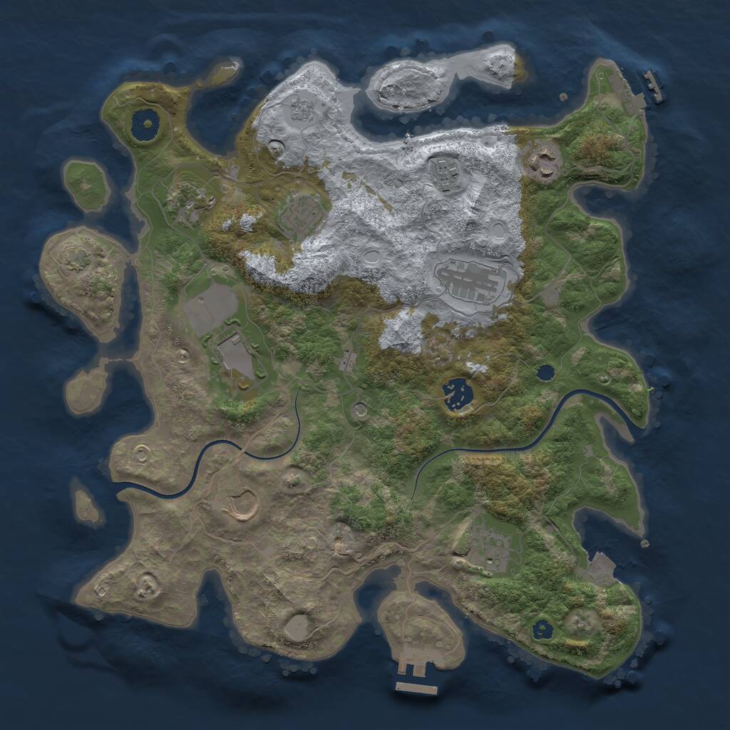 Rust Map: Procedural Map, Size: 3550, Seed: 827608, 15 Monuments