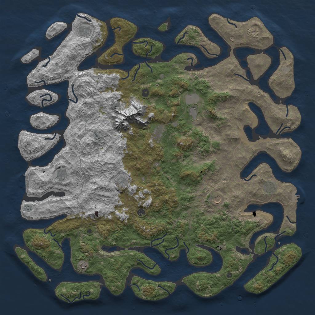 Rust Map: Procedural Map, Size: 6000, Seed: 39534307, 19 Monuments
