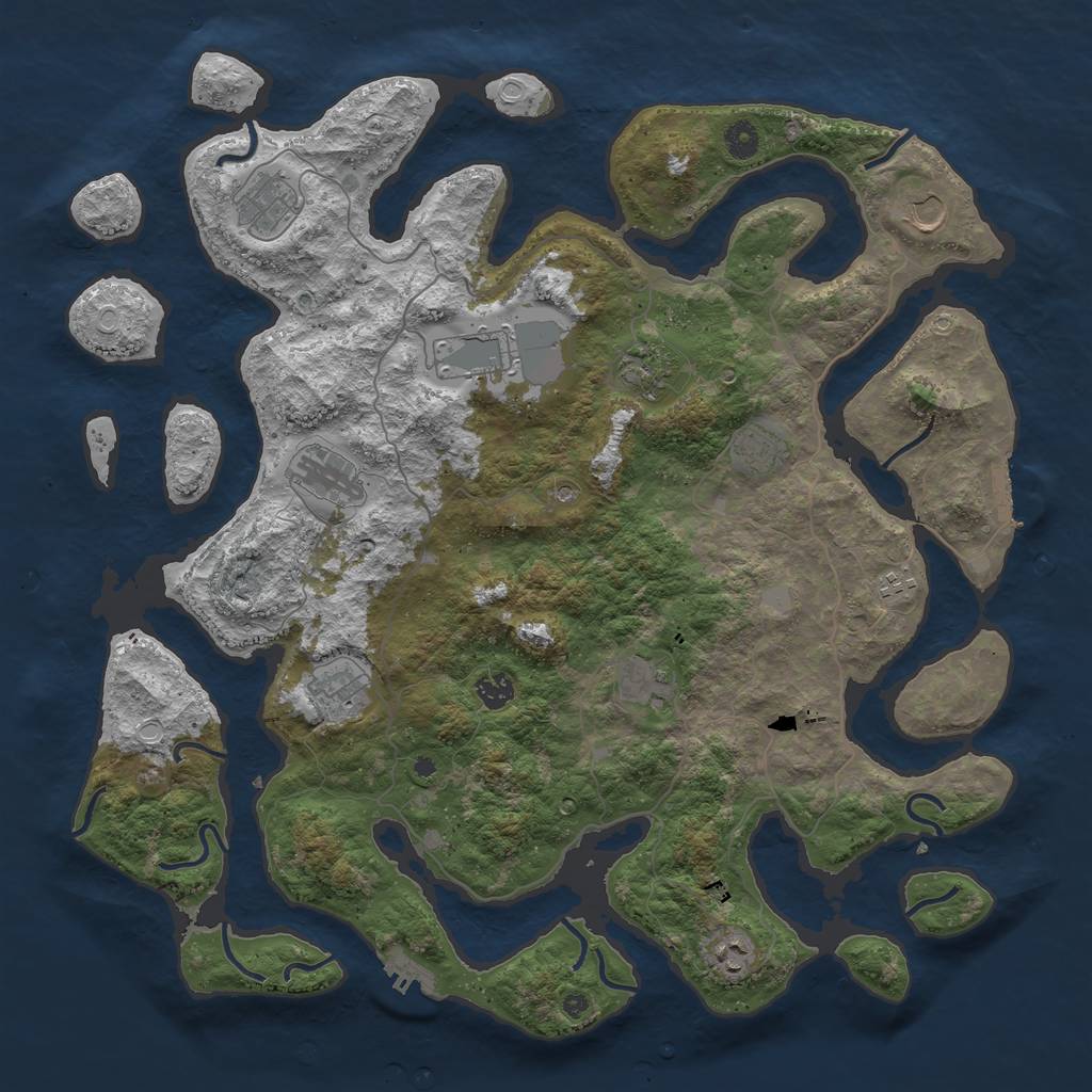 Rust Map: Procedural Map, Size: 4500, Seed: 42, 19 Monuments