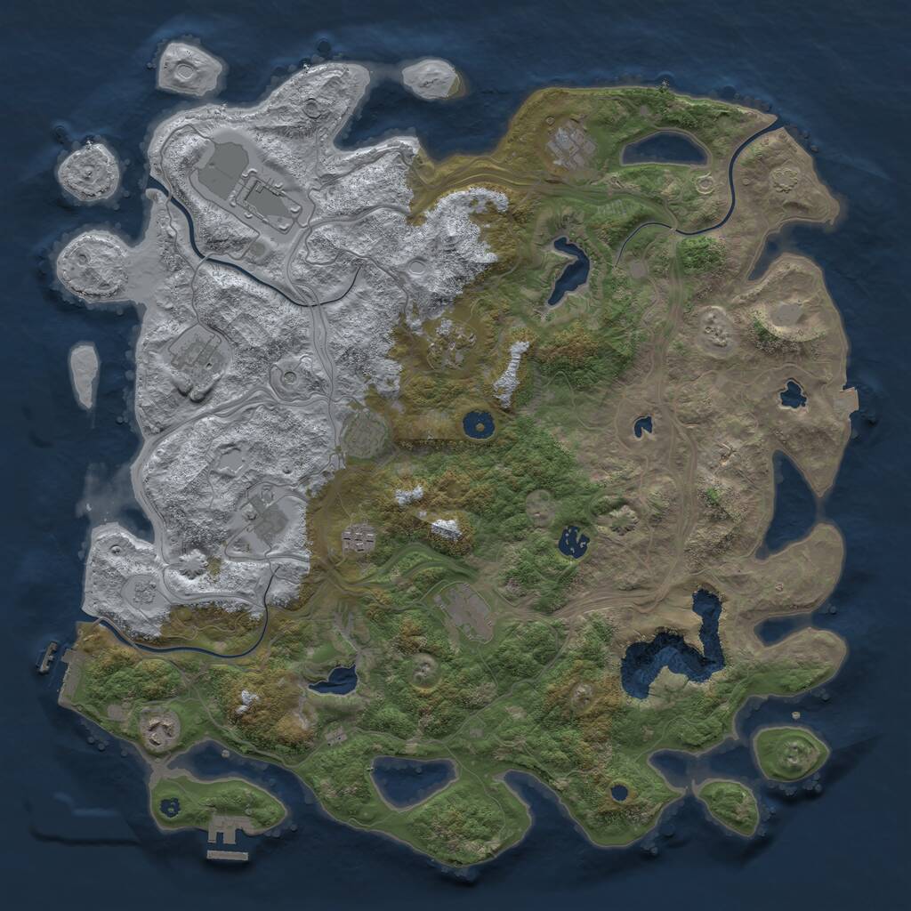 Rust Map: Procedural Map, Size: 4500, Seed: 42, 16 Monuments