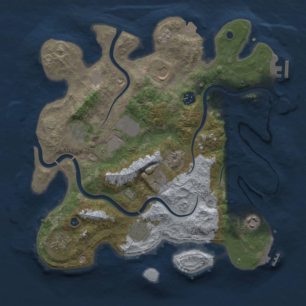 Rust Map: Procedural Map, Size: 3550, Seed: 34563, 14 Monuments