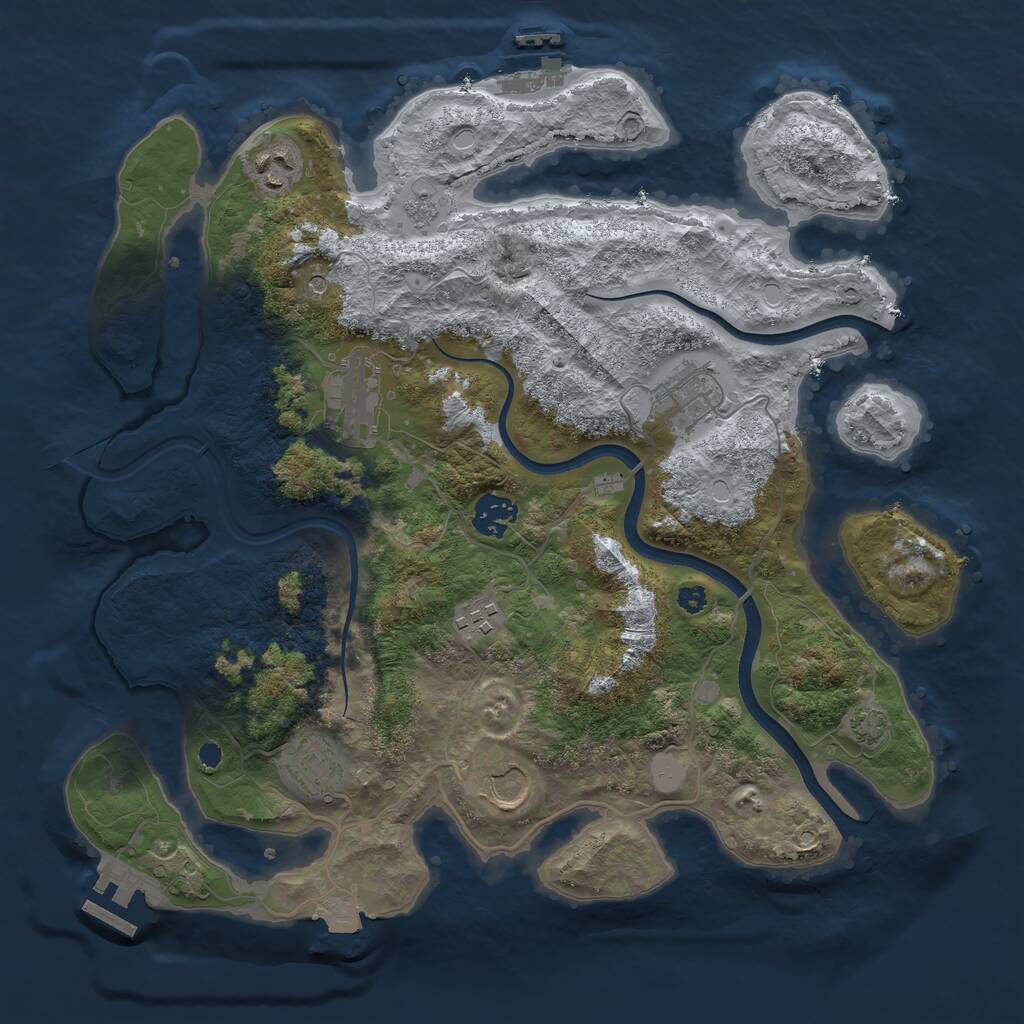 Rust Map: Procedural Map, Size: 3550, Seed: 292683, 13 Monuments
