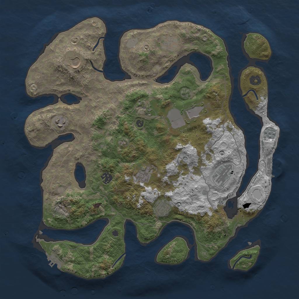 Rust Map: Procedural Map, Size: 4000, Seed: 720239, 18 Monuments