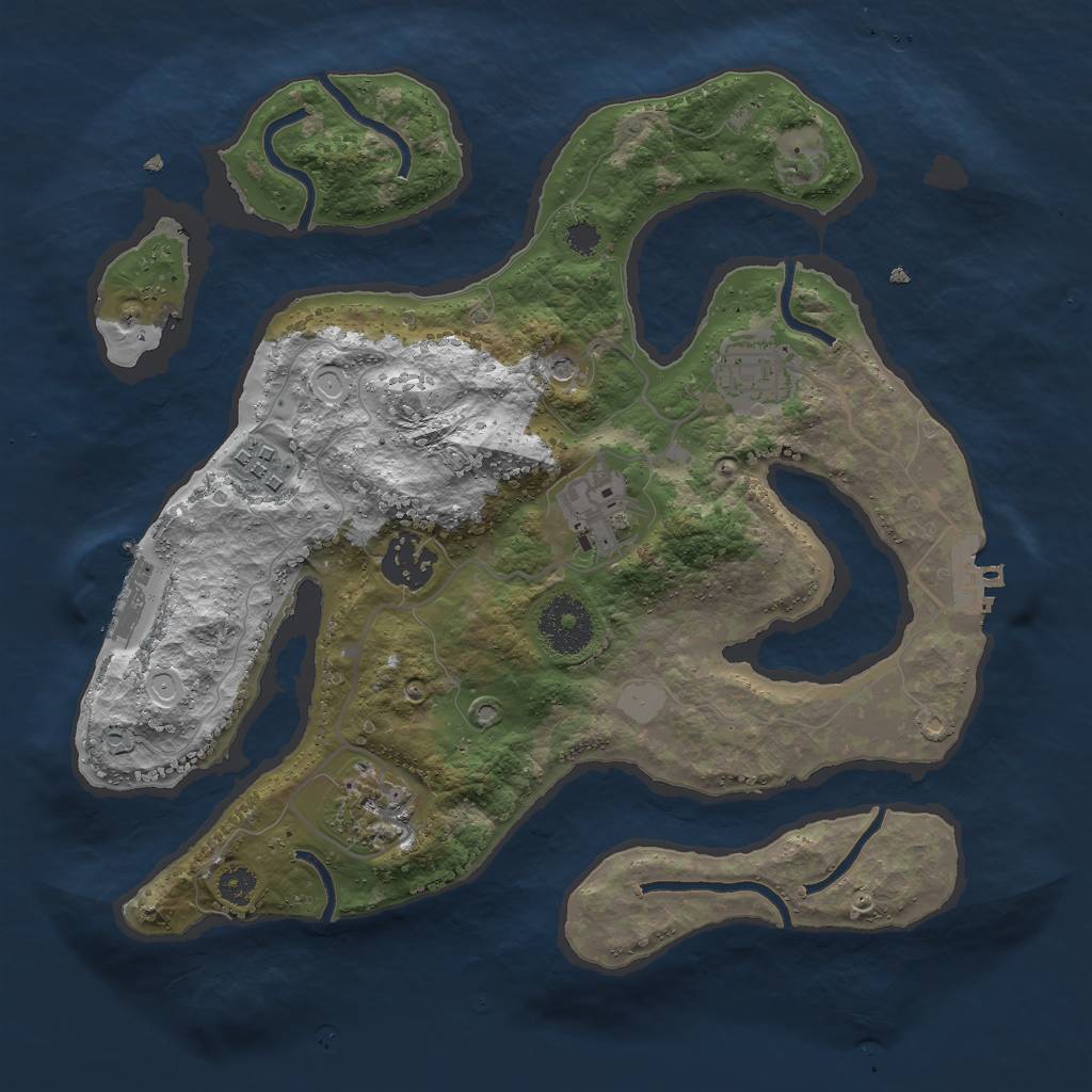 Rust Map: Procedural Map, Size: 3000, Seed: 1807603874, 13 Monuments