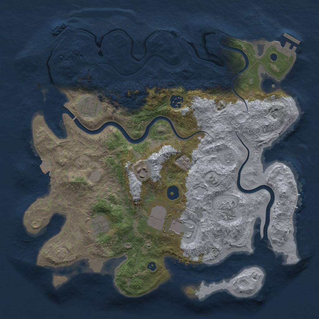 Rust Map: Procedural Map, Size: 3600, Seed: 1994818411, 13 Monuments