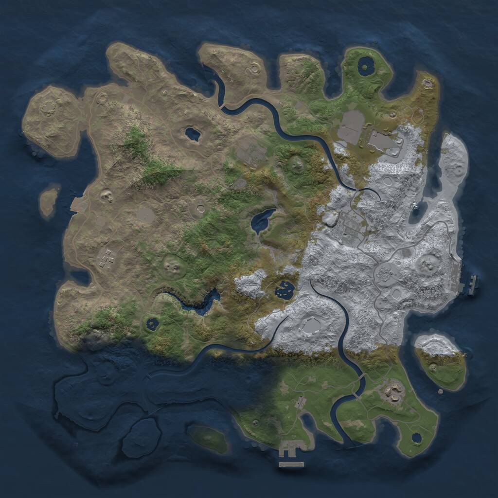 Rust Map: Procedural Map, Size: 4000, Seed: 512888, 12 Monuments