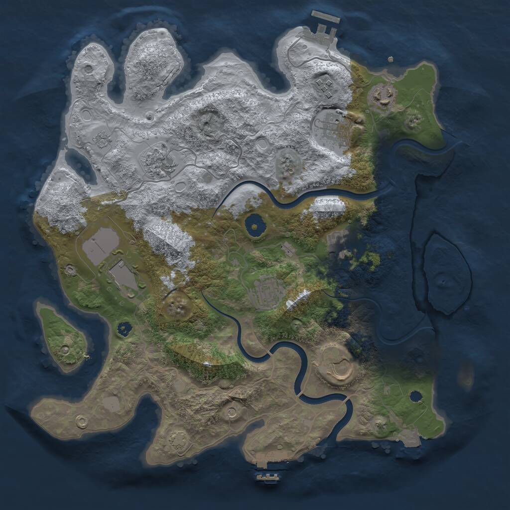 Rust Map: Procedural Map, Size: 3550, Seed: 639344, 14 Monuments
