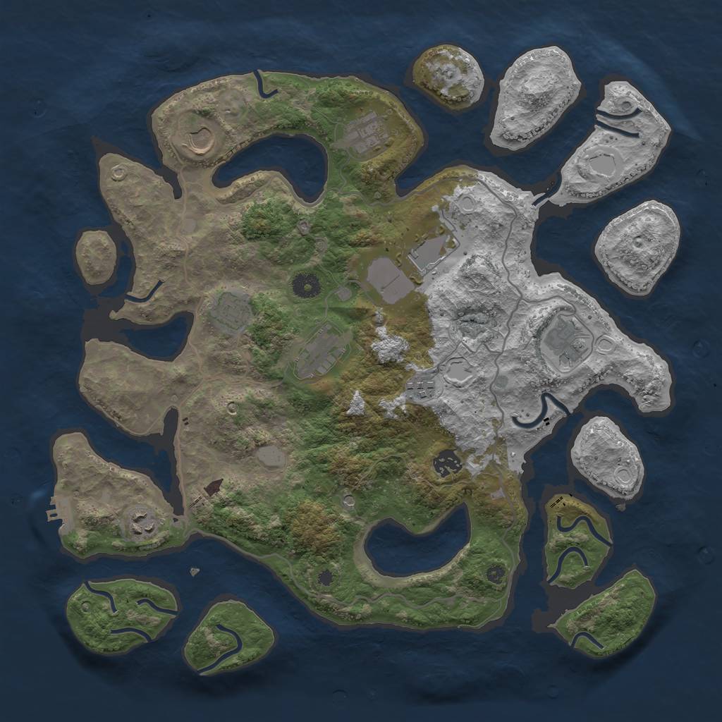 Rust Map: Procedural Map, Size: 4000, Seed: 634739, 16 Monuments