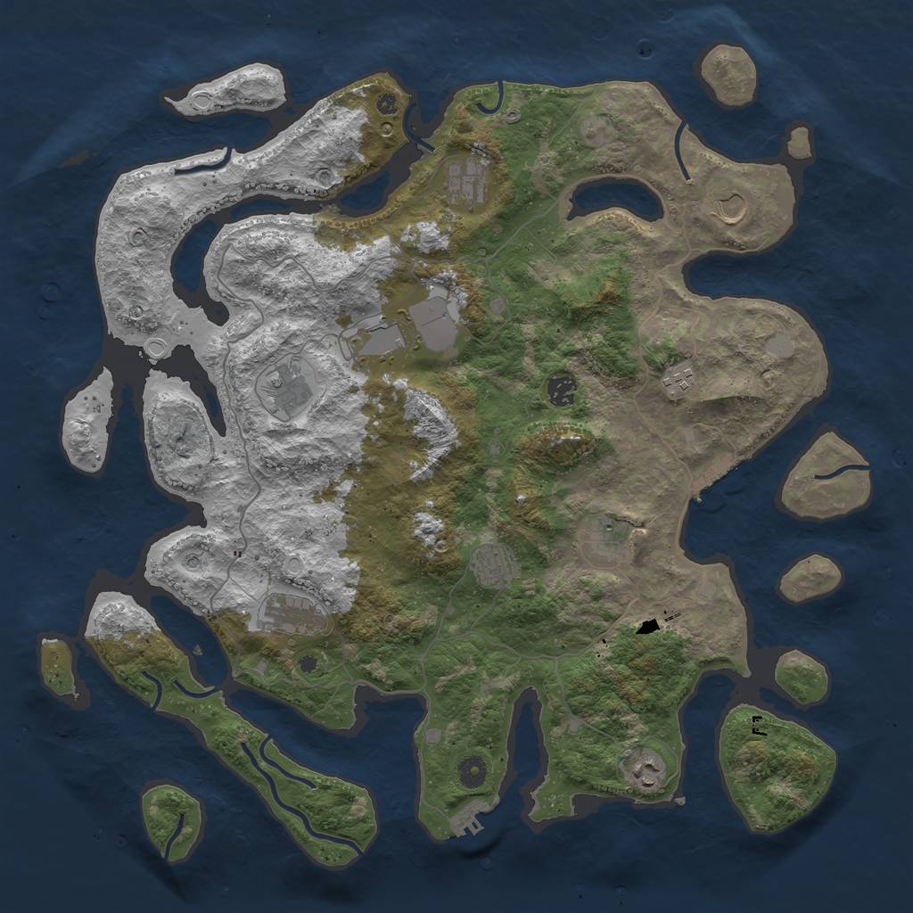 Rust Map: Procedural Map, Size: 4500, Seed: 72, 18 Monuments