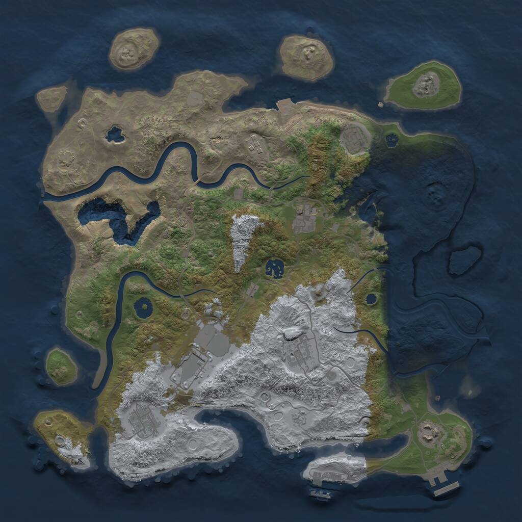 Rust Map: Procedural Map, Size: 4000, Seed: 982715, 14 Monuments
